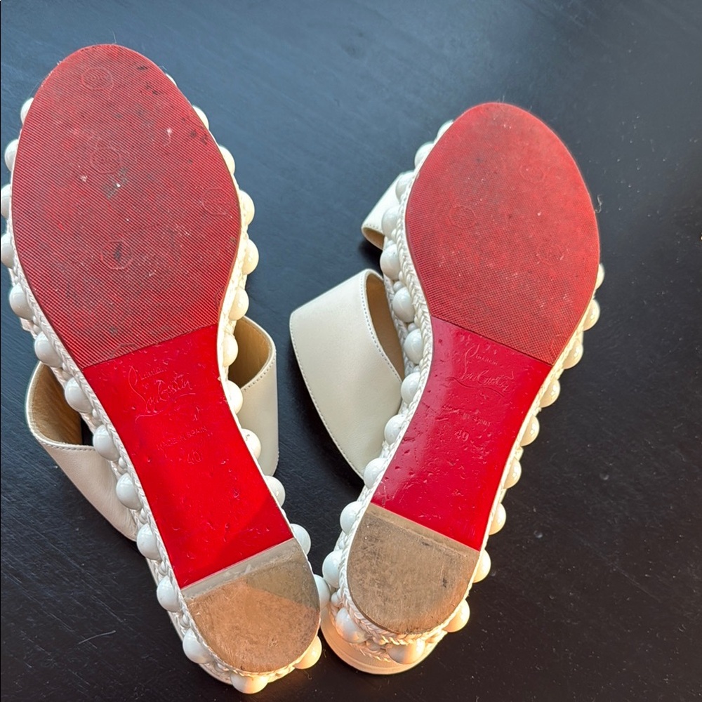 Christian Louboutin Red and Cream Heels